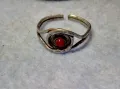 СТАРИНЕН РЕГУЛИРУЕМ СКЪПОЦЕНЕН ПРЪСТЕН СРЕБРО ВИСОКА ПРОБА с ЧЕРВЕН РЪЧНО ФАСЕТИРАН КАМЪК 47970, снимка 2