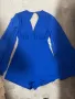 Елегантен син гащеризон с отворен гръб и ефектни ръкави, снимка 2