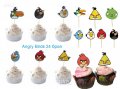 Angry Birds енгри бърдс 12 бр топери клечки за мъфини декорация и украса, снимка 1 - Други - 23132188