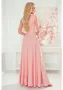 Елегантна дълга рокля в светлорозов цвят 405-3 Numoco, снимка 4