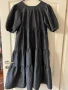 Нова разкошна свободна кройка елегантна дълга миди дължина черна рокля волани буфан ръкав , снимка 3