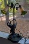 Уникално красива голяма арт лампа фигурална метал алабастър , снимка 2