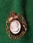 СТАРИННА ФИЛИГРАННА МЕДНА ПОЗЛАТЕНА КАМЕЯ КЛАСИЧЕСКА ФИНА МАЙСТОРСКА ИЗРАБОТКА РЕТРО БИЖУ 45673, снимка 11