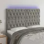 vidaXL LED горна табла за легло, светлосива, 160x7x118/128 см, кадифе, снимка 2