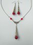 Разкошен Викториански комплект колие и обеци с рубинено червени кракъл мъниста и изящни орнаменти, снимка 12