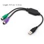 Преходник USB мъжки към двоен PS/2, PS2 женски адаптер за клавиатура и мишка конектор порт компютър, снимка 2