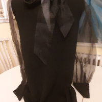 Черна мини рокля с шифон ръкави ., снимка 2 - Рокли - 44696715