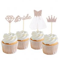 Bride to be 4 бр диамант рокля корона картонени топери за мъфини и торта Моминско парти декор топер , снимка 2 - Други - 37086283