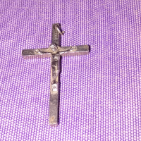 Medium Sterling Silver Inri Cross -39х24мм сребърно католическо кръстче Италия, снимка 1 - Колиета, медальони, синджири - 44719119