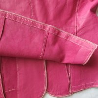 ЕСТЕСТВЕНА КОЖА Дамско кожено сако в розово, снимка 5 - Сака - 30846515