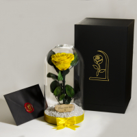 Вечна роза в ГОЛЯМА стъкленица / Оригинален Подарък за Жена / Подарък за Приятелка/ Жълта Вечна Роза, снимка 4 - Подаръци за сватба - 36455119