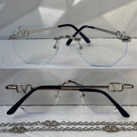 Valentino дамски прозрачни слънчеви очила Осмоъгълник с верижка синджир, снимка 2 - Слънчеви и диоптрични очила - 44623336