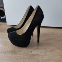 Дамски велурени обувки на висок ток, снимка 3 - Дамски обувки на ток - 37010202