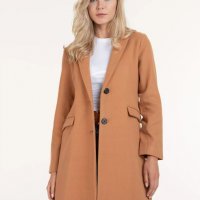 Дамско дълго бежово палто, снимка 2 - Палта, манта - 35589729