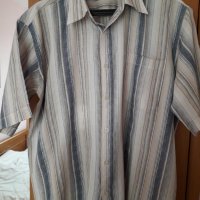 Нова мъжка риза къс ръкав на райета 100 % памук , снимка 1 - Ризи - 29152212