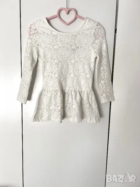 Разпродажба на всичко! Дантелен топ, бял, снимка 1