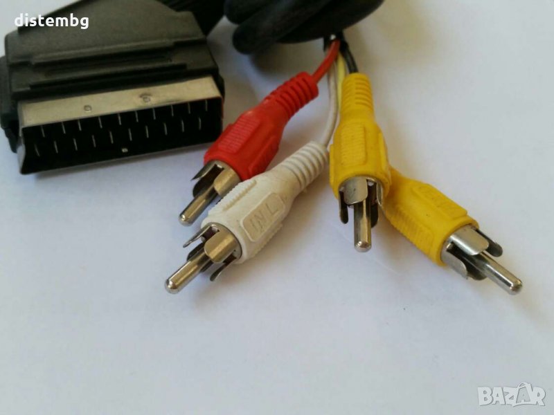 Аудио видео кабел - скарт към 4 чинча, снимка 1