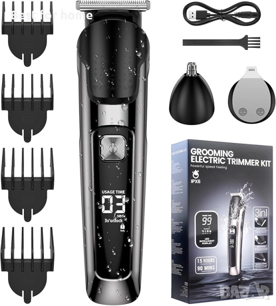 Електрическа самобръсначка за брада и коса с 3 гребена, снимка 1
