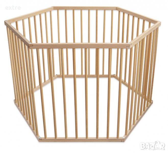 Продавам нова дървена детска Сгъваема ограда/кошара за игра 6 части БУК!!, снимка 1