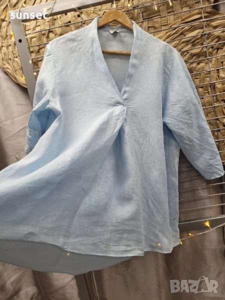 ЛЕНЕНА синя риза, блуза- M/ L, снимка 1