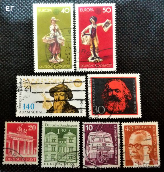 Германия, 1948-1992 г. - лот от 8 пощенски марки, 1*9, снимка 1