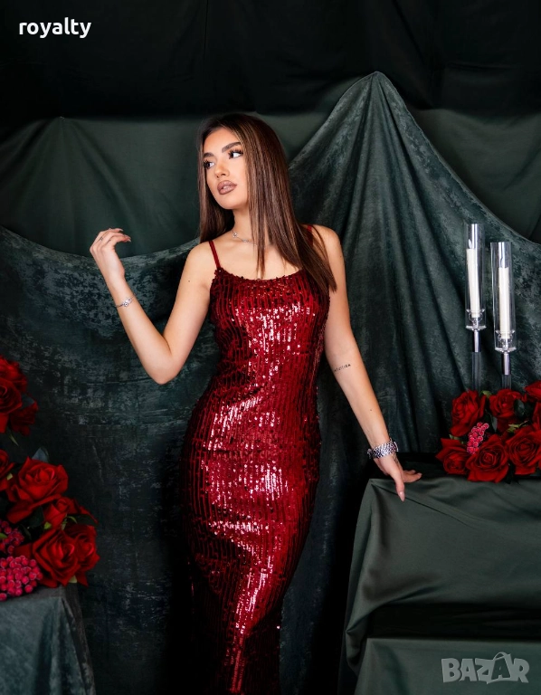 Стилна Червена Дамска Рокля , снимка 1