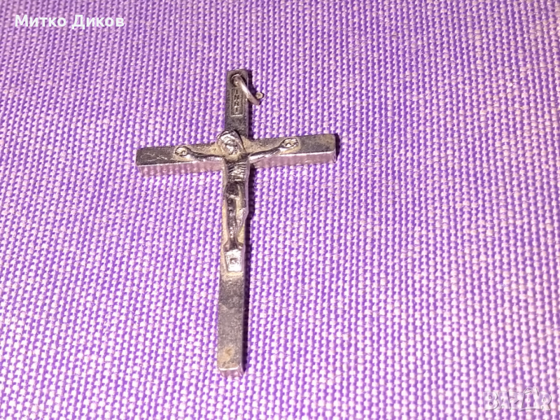 Medium Sterling Silver Inri Cross -39х24мм сребърно католическо кръстче Италия, снимка 1