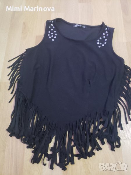 Черен топ с ресни и пулчета, снимка 1