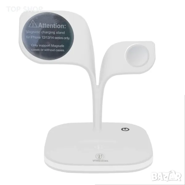 5в1 Магнитна безжична зарядна станция с LED лампа,15W бързо зареждане iPhone/Apple Watch/AirPods, снимка 1