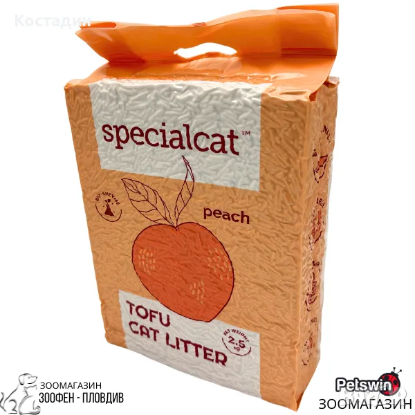 Натурална Соева Котешка Тоалетна/Постелка - 2.5кг - аромат Праскова - Special Cat Tofu Cat Litter, снимка 1