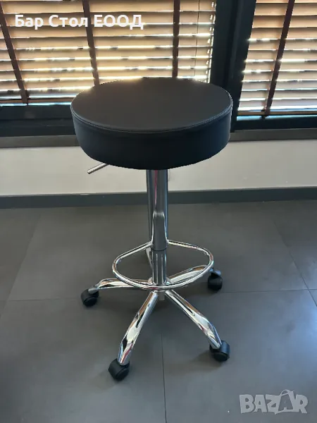 Бар стол на колелца Kiev хром + доставка и 2г гаранция, снимка 1