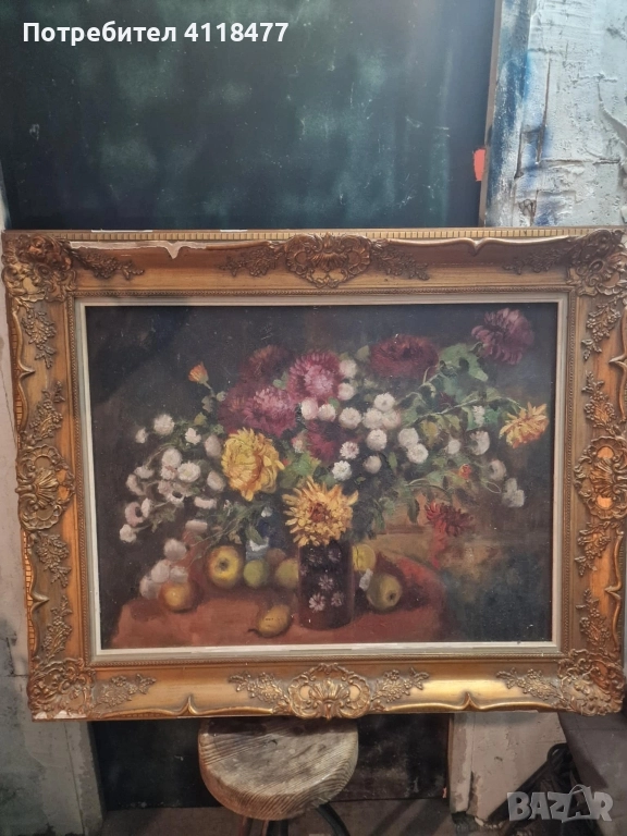 Стара голяма картина на платно, снимка 1