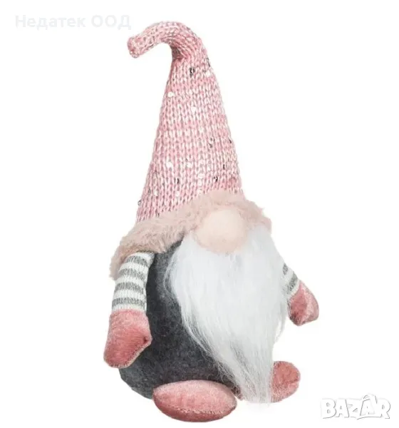 Коледна декоративна фигура, Гном, Розов, 25 см, снимка 1