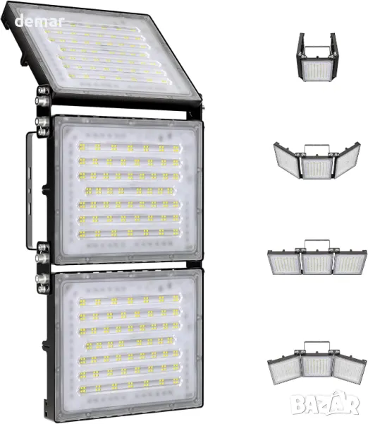 STASUN Mini Series 480W LED външен прожектор, 48000LM 6000K, IP66, 3 регулируеми глави, снимка 1