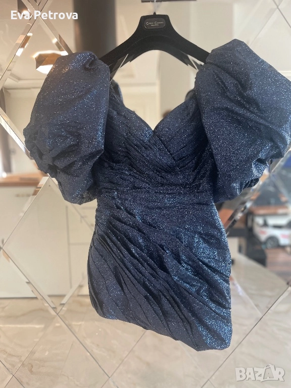 Елегантна рокля по поръчка с буфан ръкав S, снимка 1