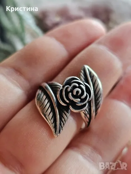 Красив сребърен пръстен Роза, снимка 1