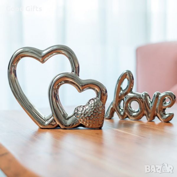 Сърца със сребърен релефен дизайн, снимка 1