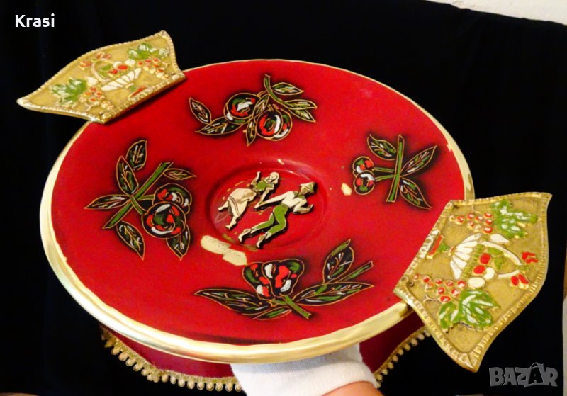 Висока бронзова фруктиера Израел 38 см.,720 гр. , снимка 1