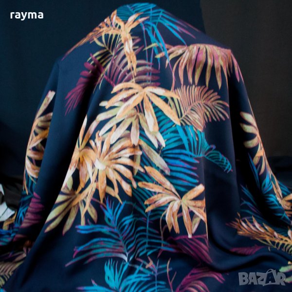 Плат дизайнерско черно кади принт, снимка 1