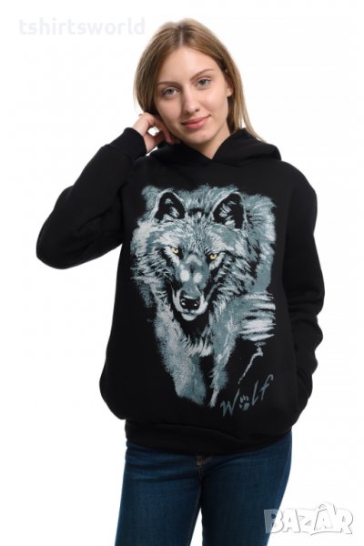 Нов дамски суичър с дигитален печат Сив вълк, Серия вълци, снимка 1