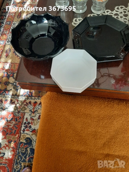 Купа и чиния черна и бяла от аркопал, снимка 1