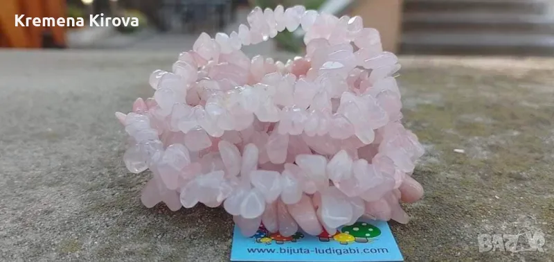 Комплекти от 6 бр. гривни от розов кварц. За моминско парти или рожден ден., снимка 1