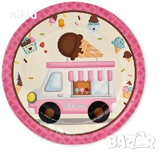 сладолед бус Сладоледено парти 8 бр големи парти чинии чинийки, снимка 1