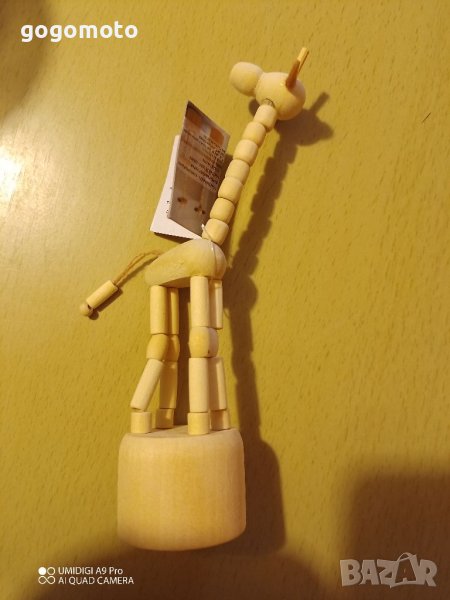 Дървена играчка жираф подвижна , снимка 1