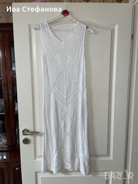 Нова фабрично плетена  бяла дълга плажна рокля елегантна миди midi дължина , снимка 1