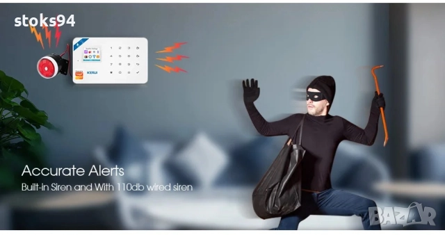 Gsm& WiFi smart компактна аларма. Известия и позвънява на телефон. SOS бутон. Звънец, снимка 6 - Аларми и алармени системи - 51560991