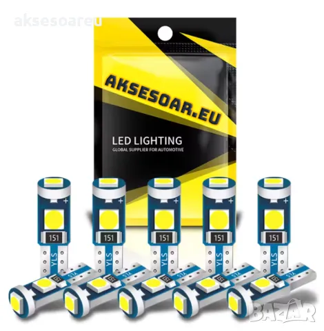 Нови 10 бр. малки габаритни крушки за арматурно табло T5 3SMD LED супер ярък 3030 LED вътрешно освет, снимка 17 - Аксесоари и консумативи - 48677317