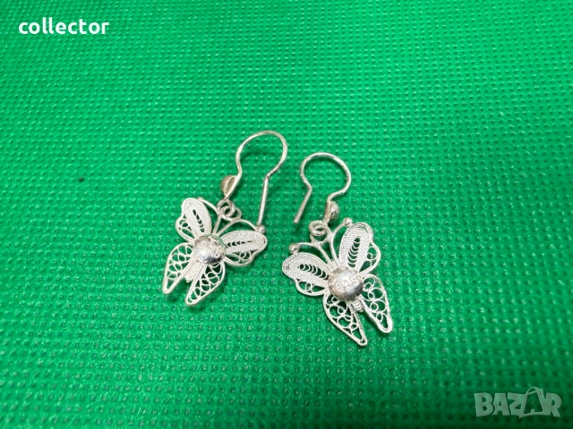 Сребърни обеци "Пеперуди" - Филигранн. №7785, снимка 5 - Обеци - 52881967