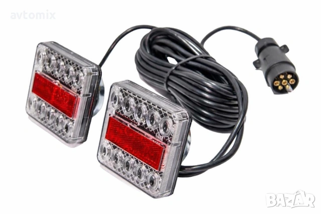 LED стопове за ремаркета и колесари, 12 V, пет функции, с магнит