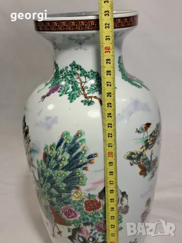 голяма порцеланова китайска ваза с райски птици   2/1, снимка 8 - Вази - 47608645